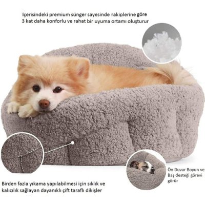 Gökcan Home Gri Yumuşak Dokulu Kedi ve Köpek Yatağı (50X50X32CM)